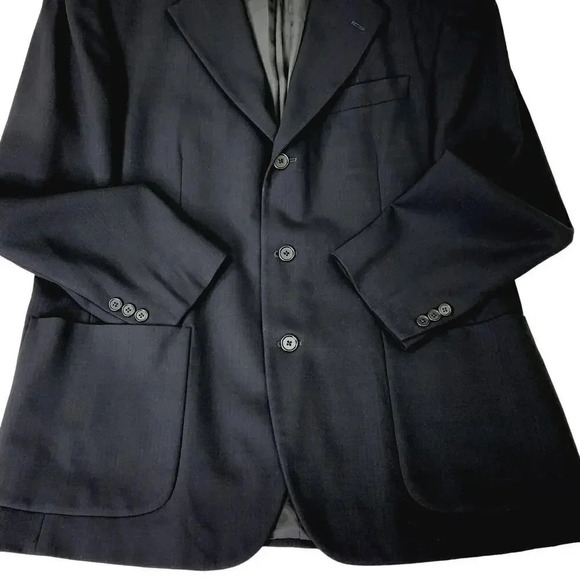 Talbots 100% Wool Suit Jacket 3 Buttons Lightweight Men Size 40S Black Italy - Picture 3 of 16